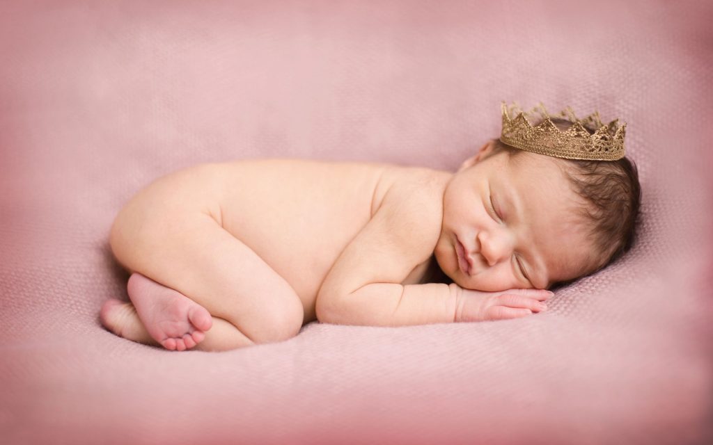 Sleeping New Born Baby With Crown Fhd Wallpaper