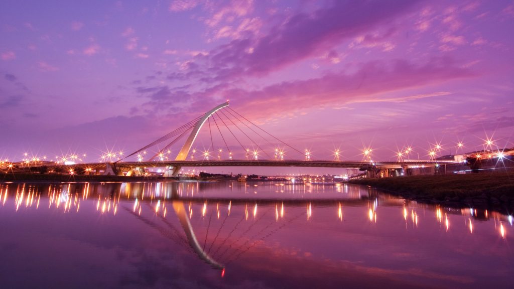 Sparkling Pink Dazhi Bridge Taipei Fhd Wallpaper