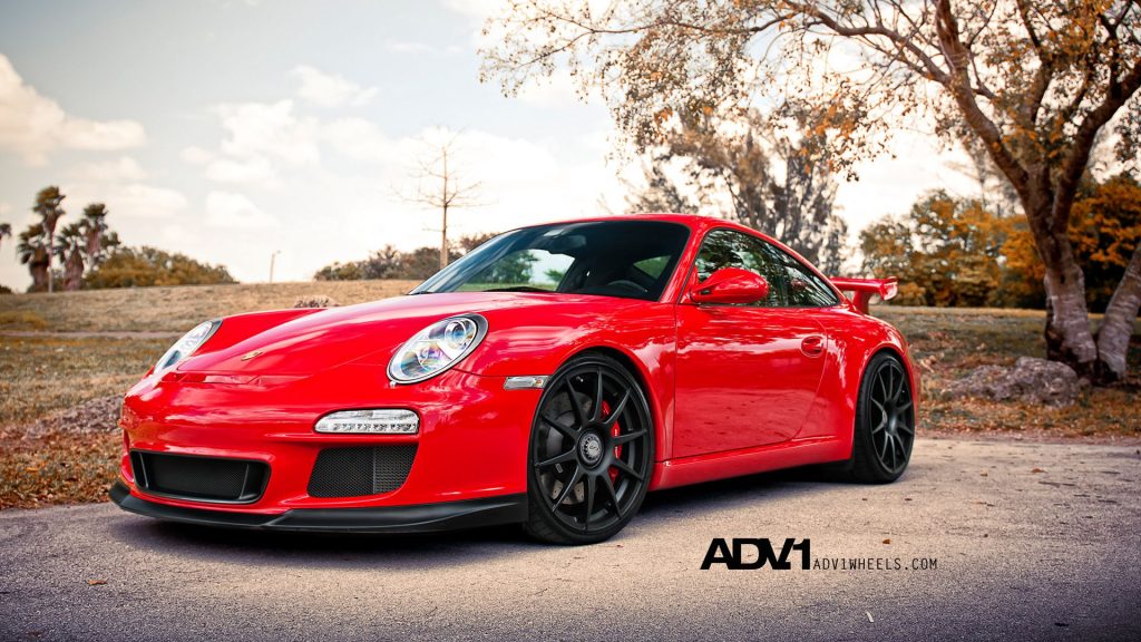 Spectacular Red Porsche Gt3 Adv1 Fhd Wallpaper