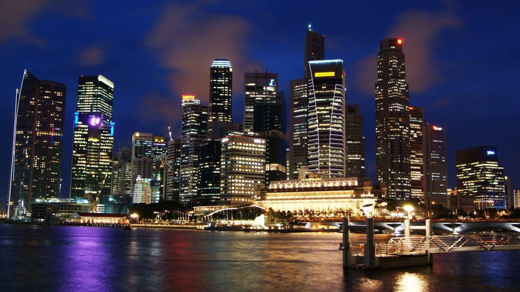 Splendid City In Night Singapore Skyline Fhd Wallpaper