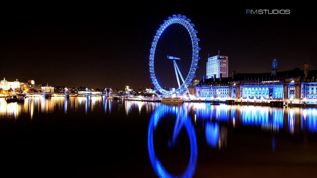 Stunning Light Reflects London Eye River Thames Fhd Wallpaper