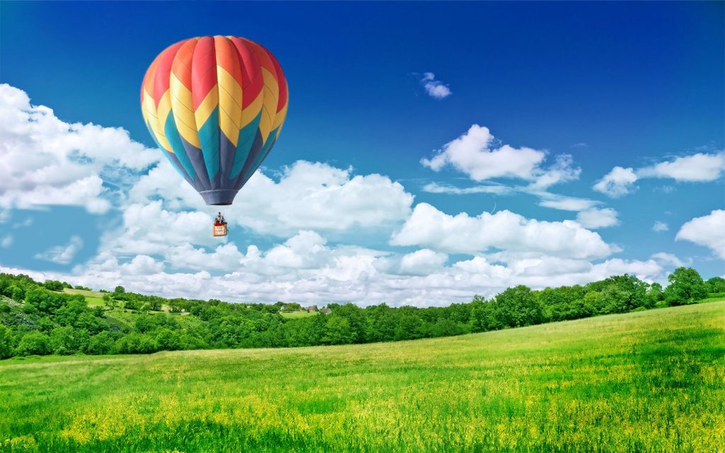 Thrilling Balloon Ride On Sky Hd Wallpaper