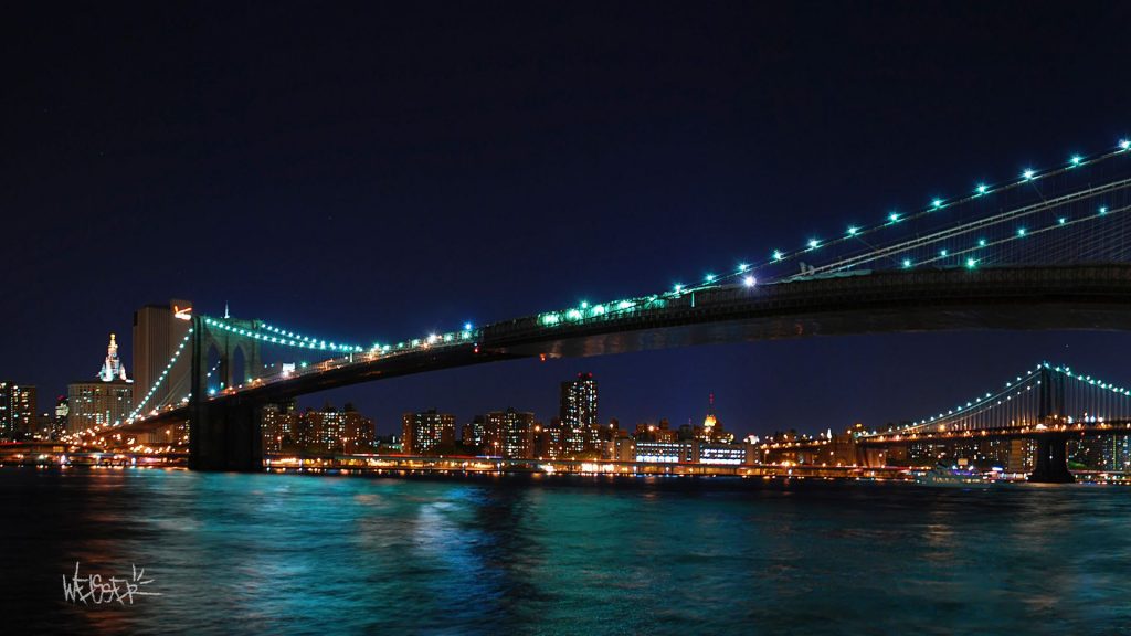 Wonders Of Lighting Brooklyn Bridge Harvest Moon New York Fhd Wallpaper