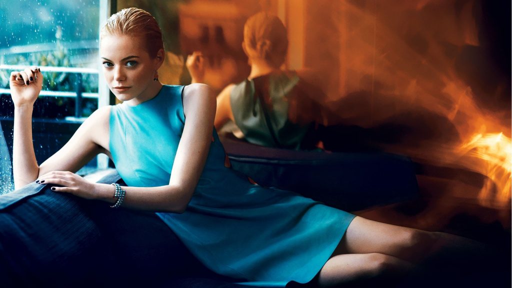 Actress Emma Stone In Blue Fhd Wallpaper