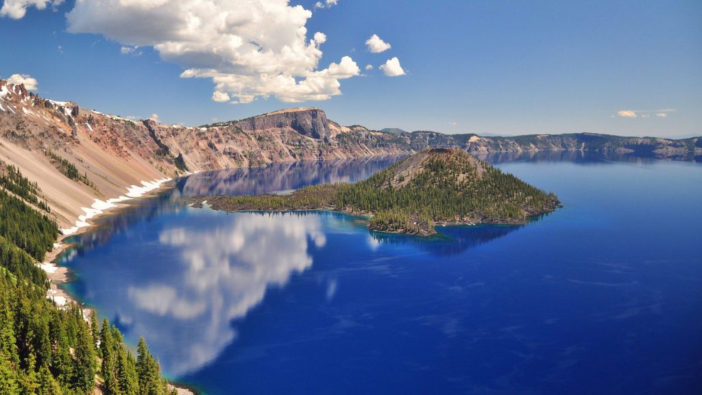 Amazing Crater Lake Reflection Fhd Wallpaper