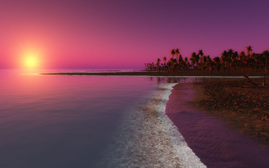 Awesome Digital Coastal Beach Sunset Fhd Wallpaper