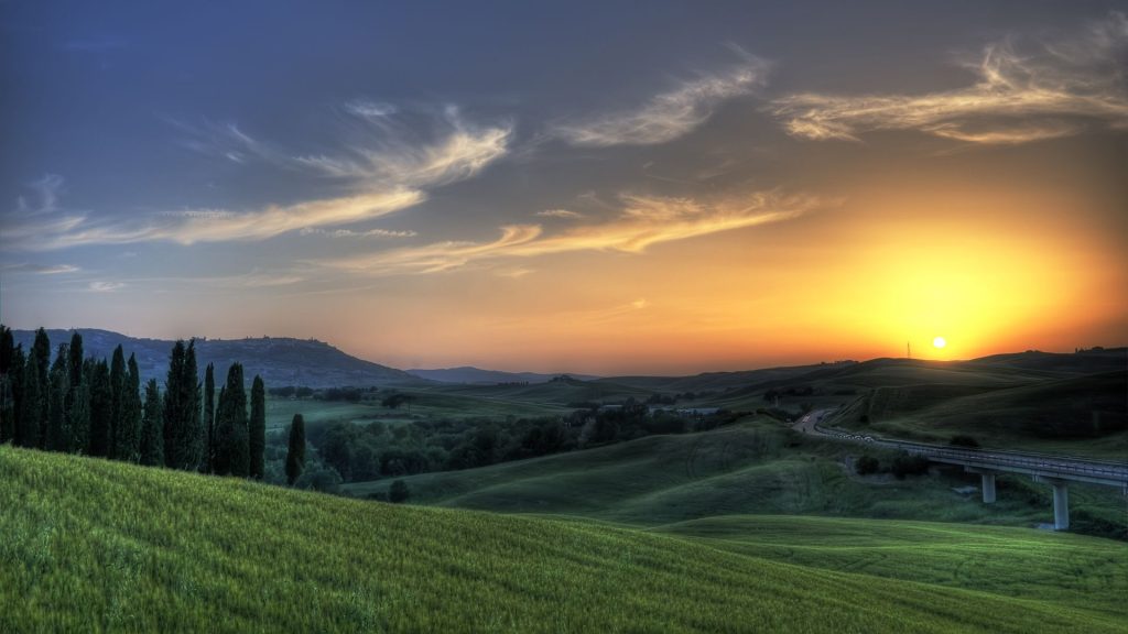 Awesome Sunset In Tuscany Fhd Wallpaper