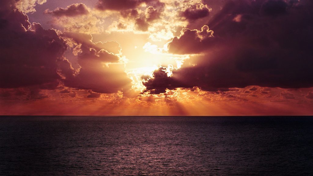 Brightly Ocean Horizon Sunset 4k Wallpaper