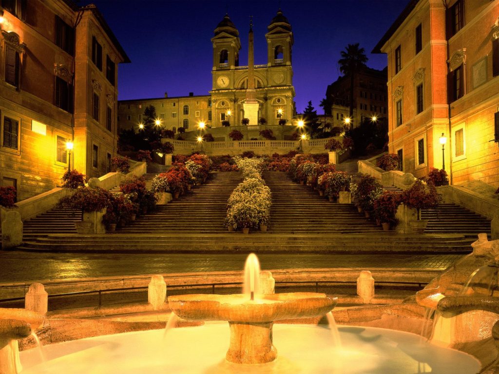 Brightly Trinita Dei Monti Church Italy Hd Wallpaper