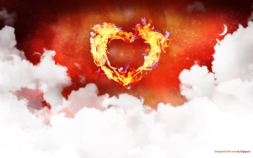 Burning Love Heart Fhd Wallpaper