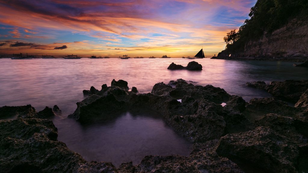 Calm Coastal Sunset Seascape Fhd Wallpaper