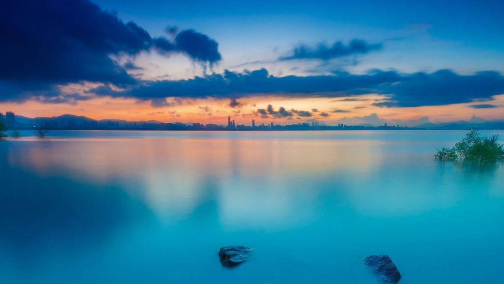 Comely Sunset Waters Fhd Wallpaper