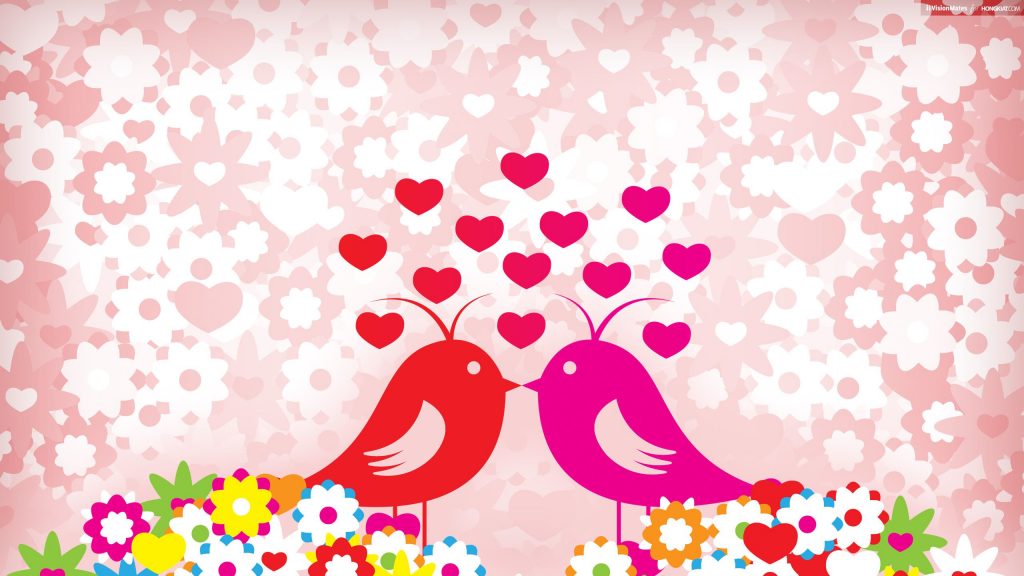 Cute Love Birds Vector Fhd Wallpaper