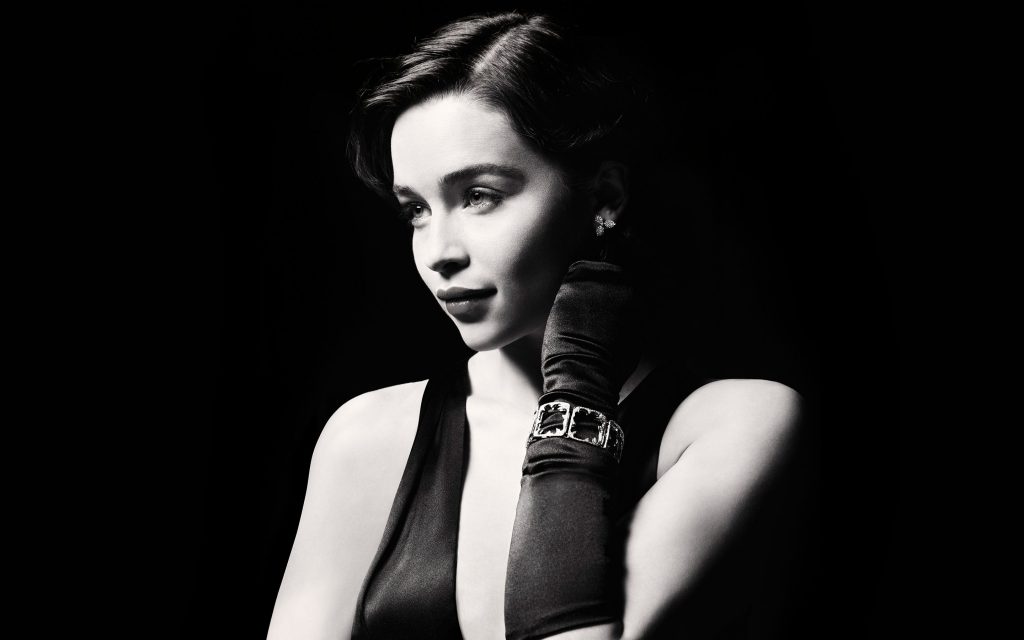 Emilia Clarke Black White Fhd Wallpaper