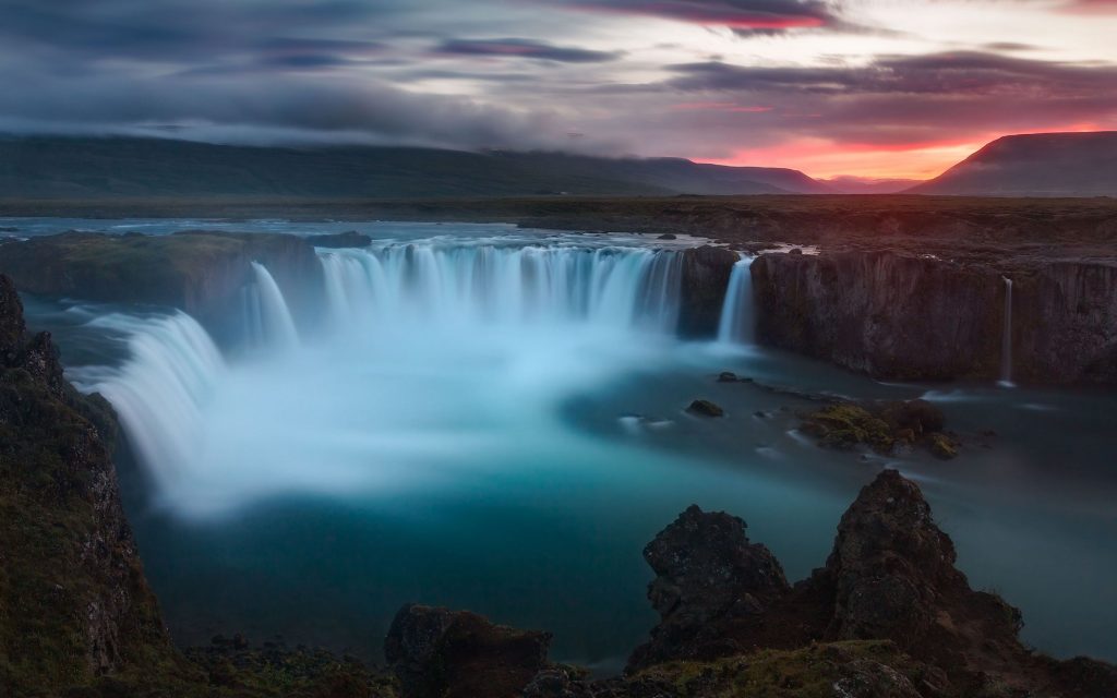 Fabulous Godafoss Waterfalls Iceland Fhd Wallpaper