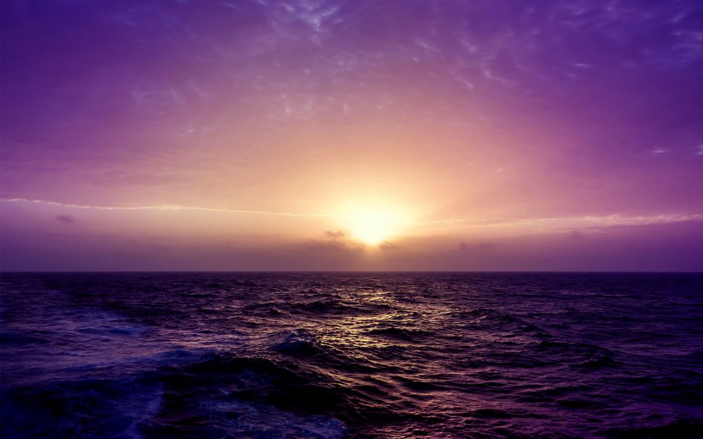 Fantastic Purple Sea Sunset Fhd Wallpaper