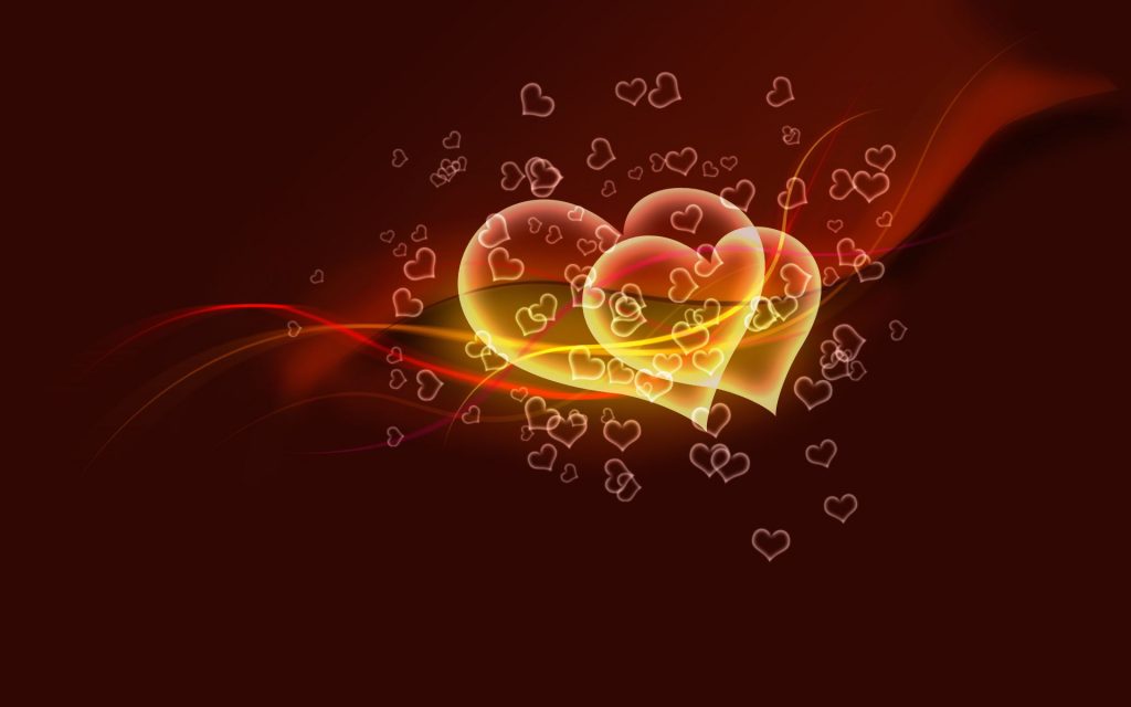 Glowing Hearts Abstracts Fhd Love Wallpaper