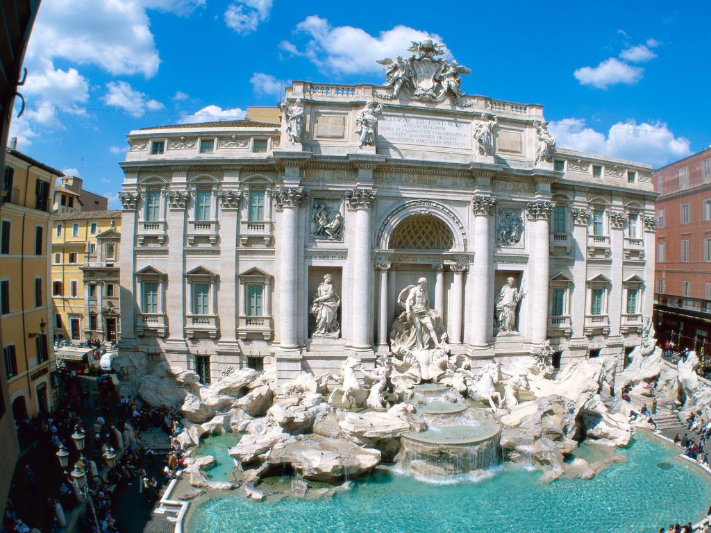 Grand Trevi Fountain Rome Italy Hd Wallpaper