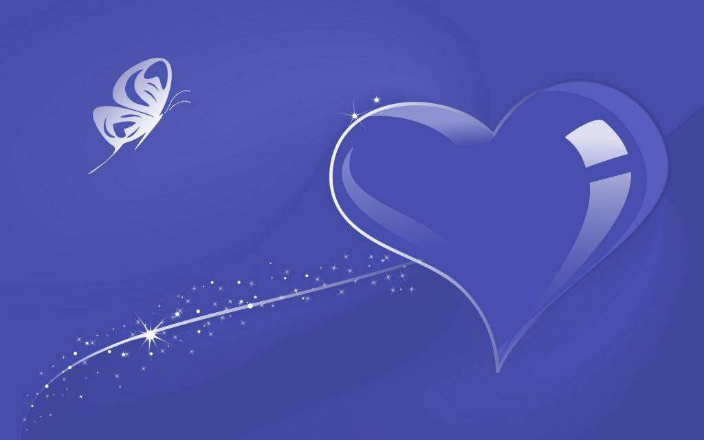 Love Heart Blue Background Fhd Wallpaper