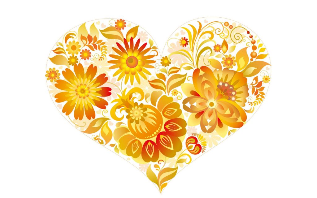 Love Heart Floral Design Fhd Wallpaper