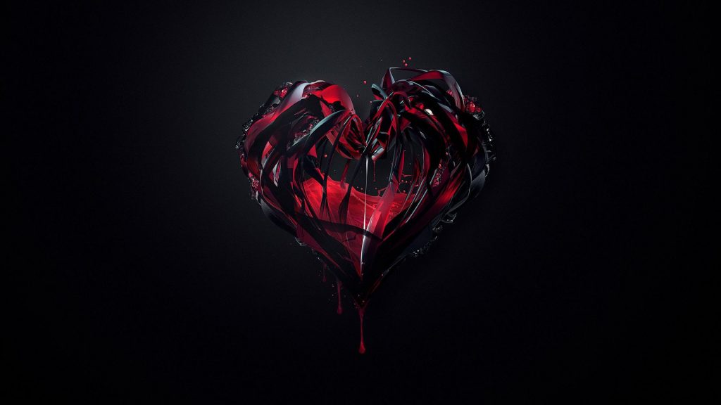 Modern Red And Black Heart Fhd Wallpaper