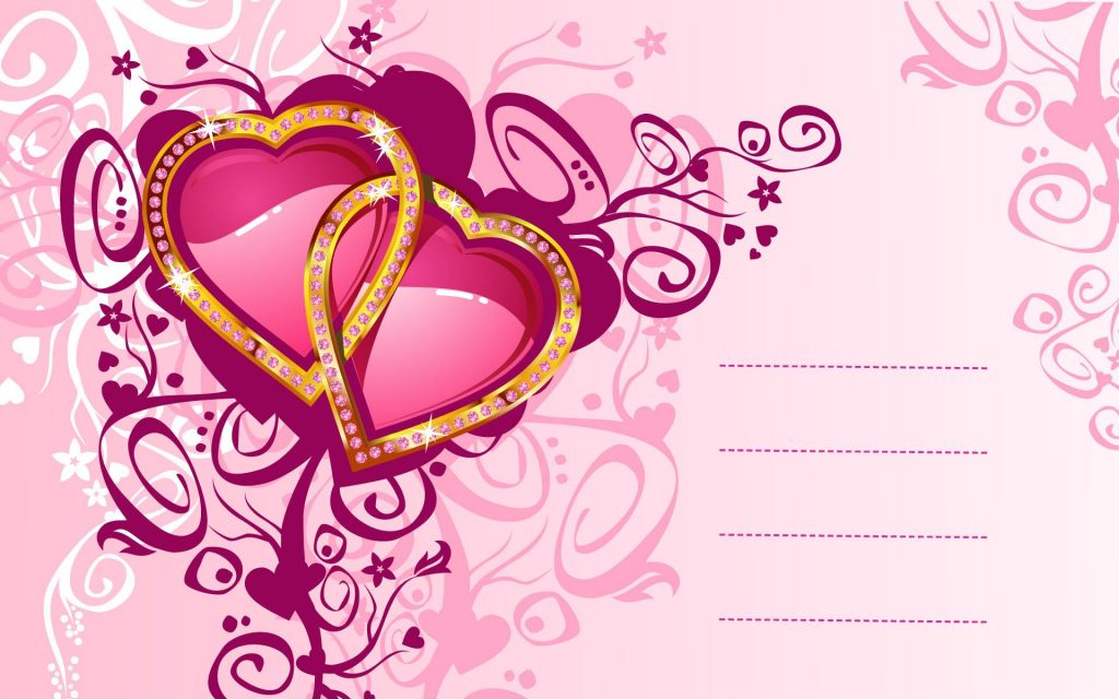 Pink Love Card Design Fhd Wallpaper
