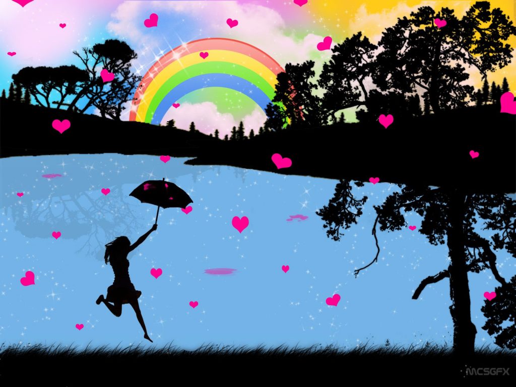 Rainy Hearts Hd Love Wallpaper