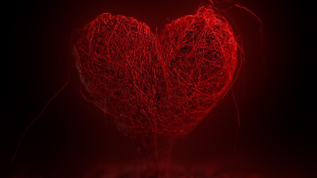 Red Web Heart Love Fhd Wallpaper