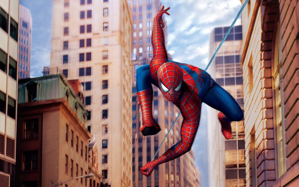 Spiderman In Air Fhd Movie Wallpaper