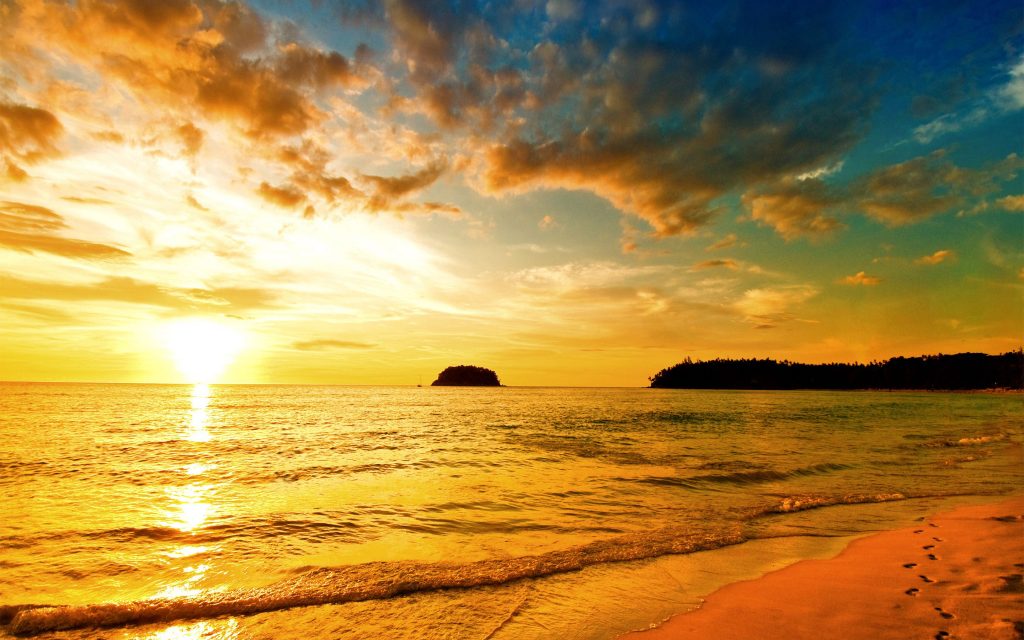 Wonderful Sunset Sea Beach Fhd Wallpaper